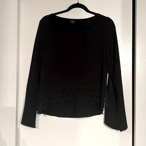 Black Blouse with Lace Trim